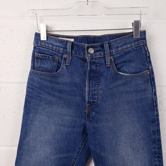 Levi's 501 Skinny Jeans Button Fly Dark Wash Women's Size 24 /30 - Picture 4 of 14